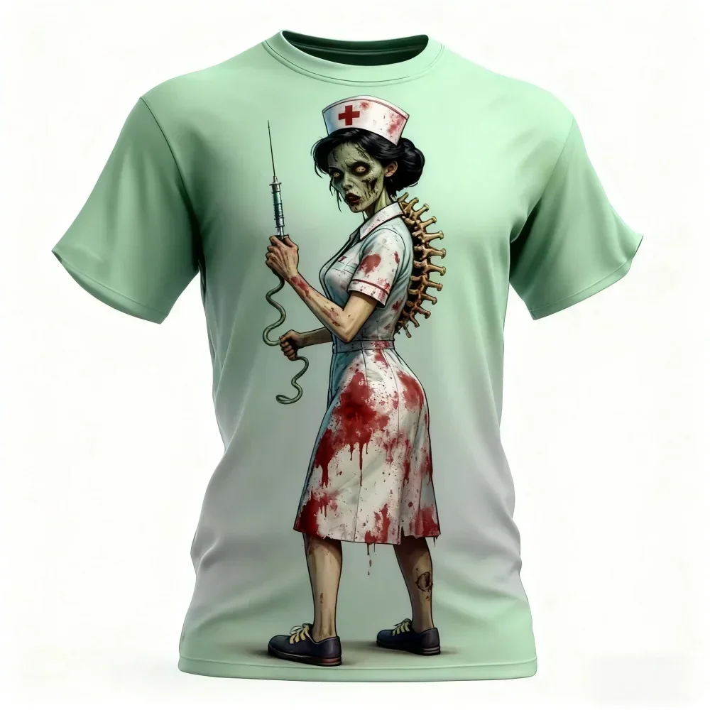 Halloween Kreatives Horror-Zombie-3D-Druck-T-Shirt für Männer und Frauen, modisches Street-Party-Casual-Familienfreundliches Kurzarm-T-Shirt – Detail 3