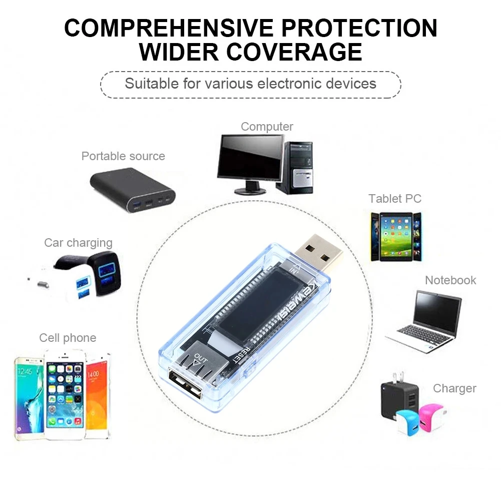 USB Tester Current Voltage Charger Capacity Tester Volt Current Voltage Meter Time Display Mobile Power Detector Battery Test