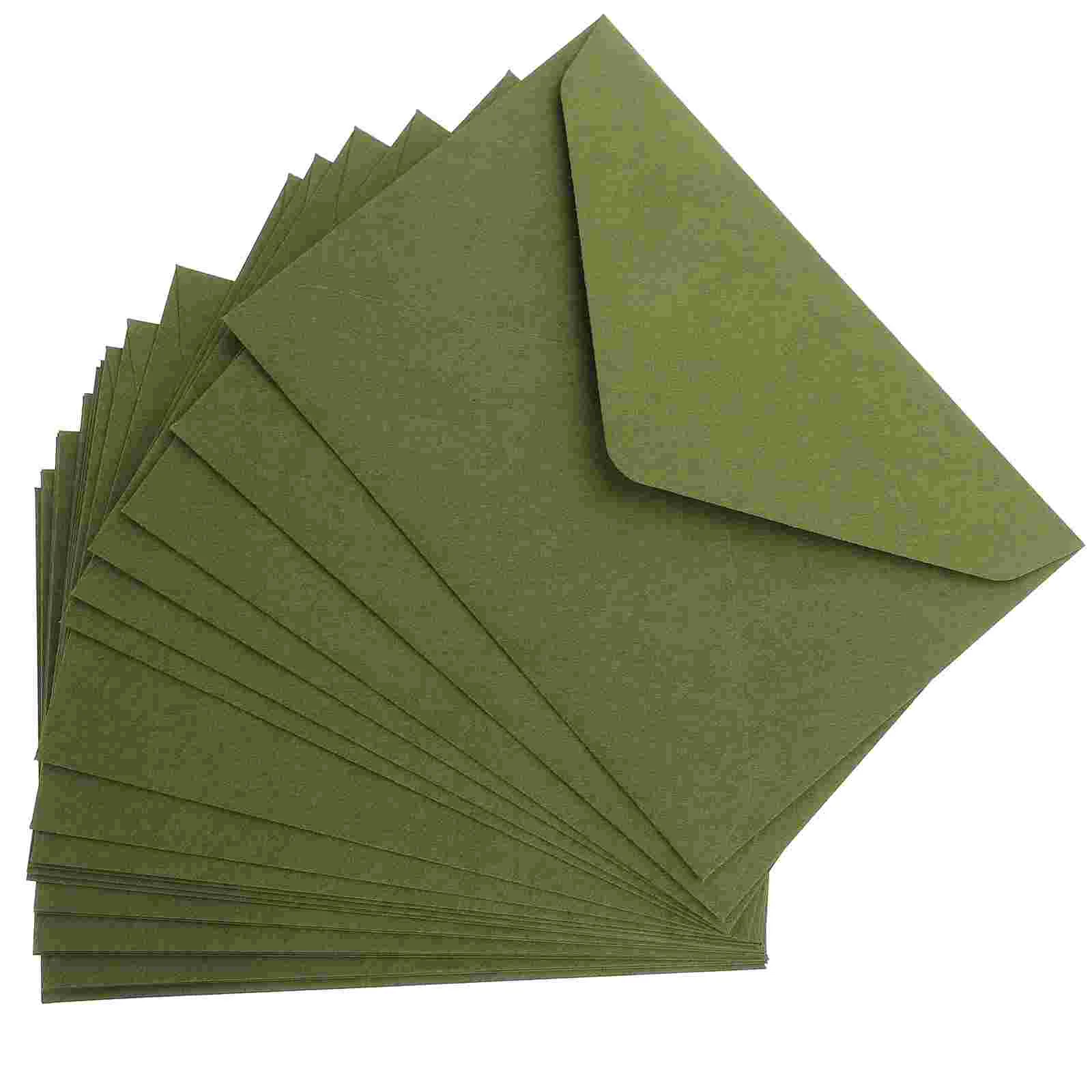 40 Pcs Retro 120g Thick Western-style Triangle Envelope Wedding Postcard Greeting (quiet Grass Green) 40pcs Photo