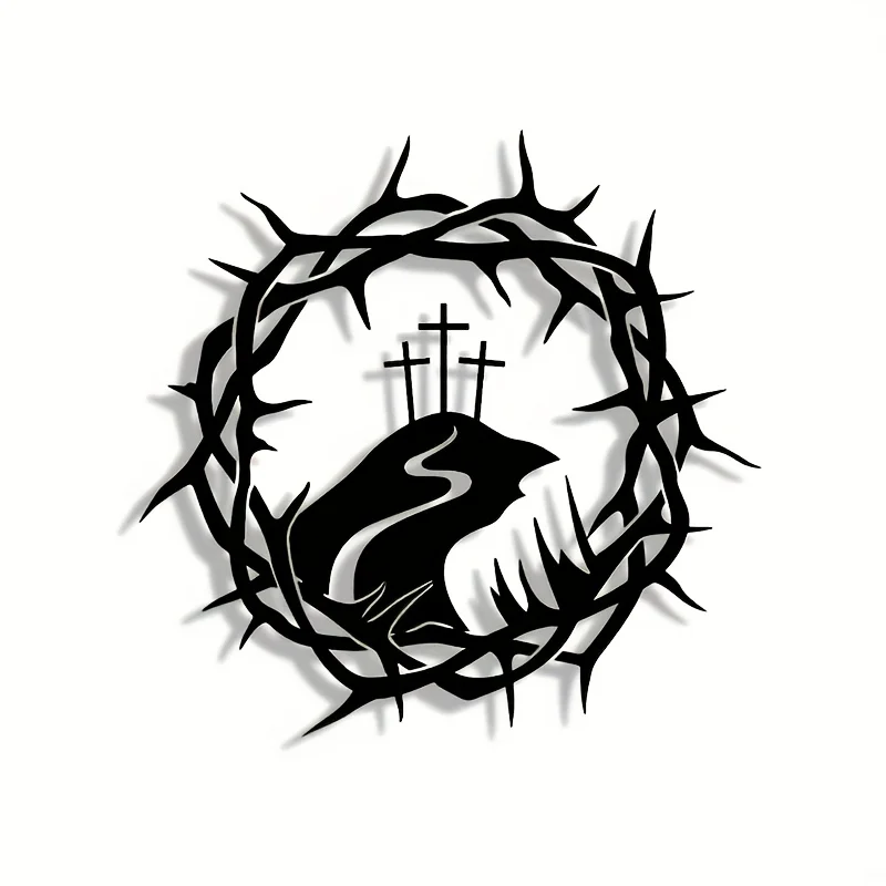 CIFBUY Iron Wall Art Vine Circle Cross Metal Plaque Abstract Sign Home Decor For Living Room Bedroom Office Entryway Hanging