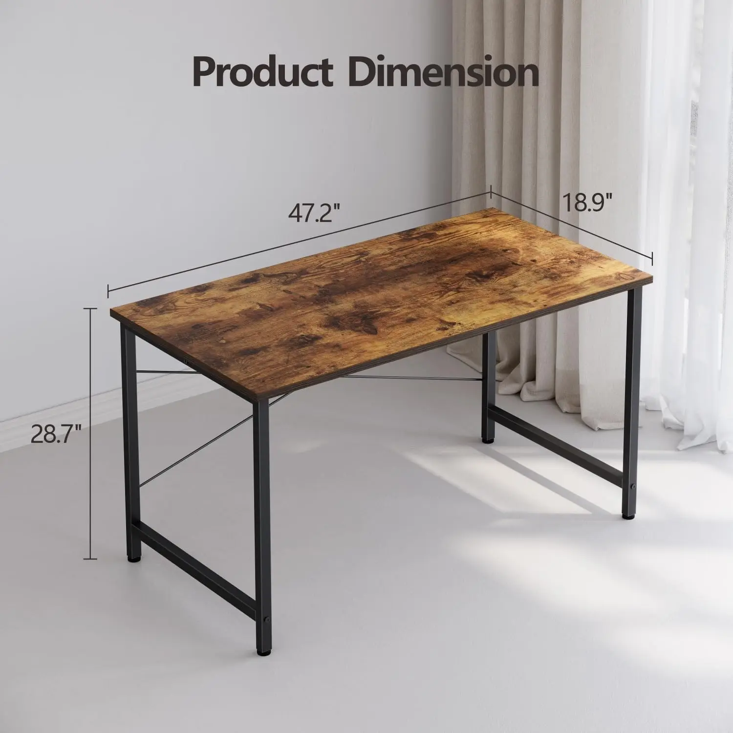 CubiCubi Computer Desk, 47 inch Home Office Desk, Modern Simple Style PC Table for Home, Office, Study, Writing, Vintage