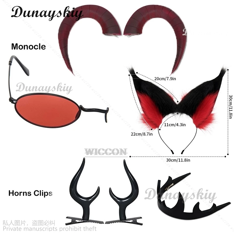 

Alastor Cosplay Glasses Headwear Horn Headdress Hotel Ears Accessories Halos Crowns Angel Wing For Roleplaying Cos