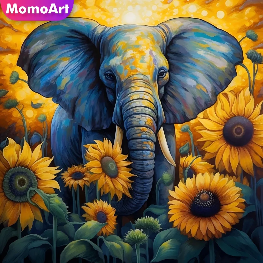 

Momoart DIY алмазная живопись слон животное узор для взрослых начинающих Алмазная мозаика подсолнечник вышивка праздничные подарки