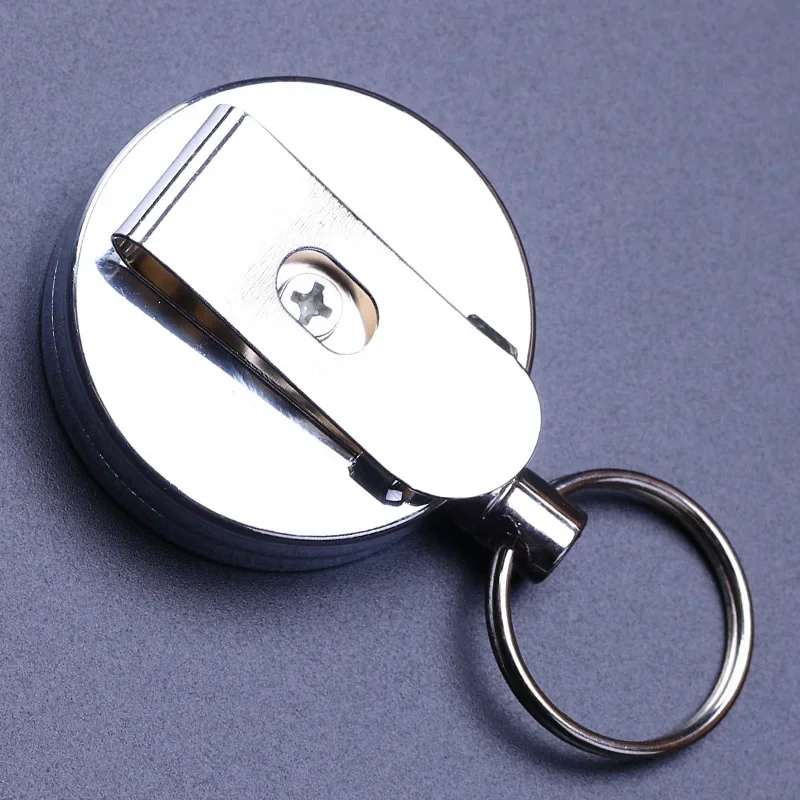 1pc Pull Keyring Retracting Extendable Metal Wire Telescopic Key Ring 60cm Wire rope Anti-theft Keychain Key Chain Ring Clip