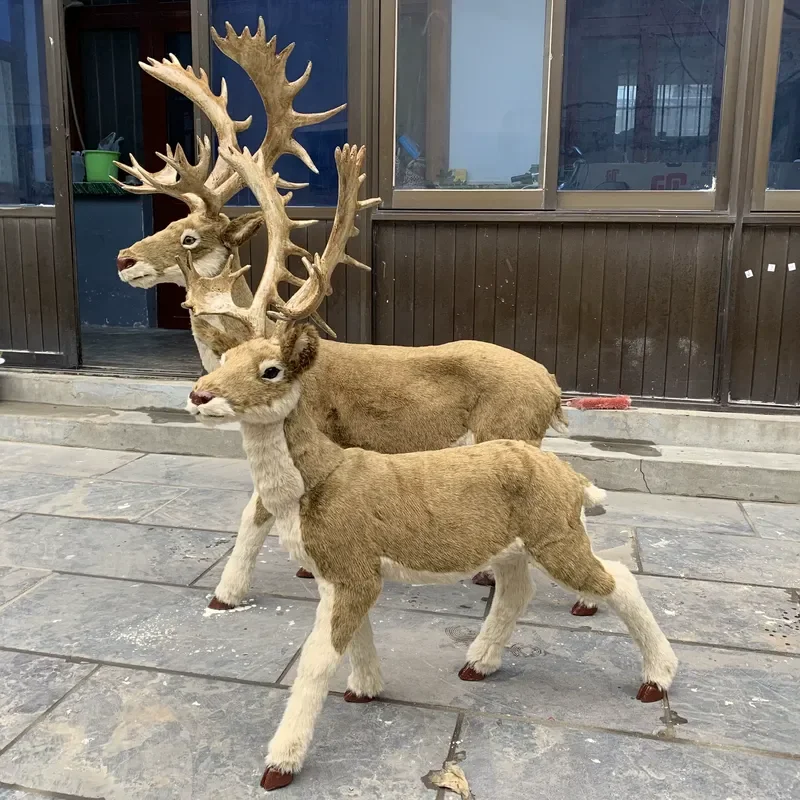 for Christmas Reindeer Ornament Modern Luxury Furry Artificial Xmas Deer Decorations Home Party Table Centerpiece Gift