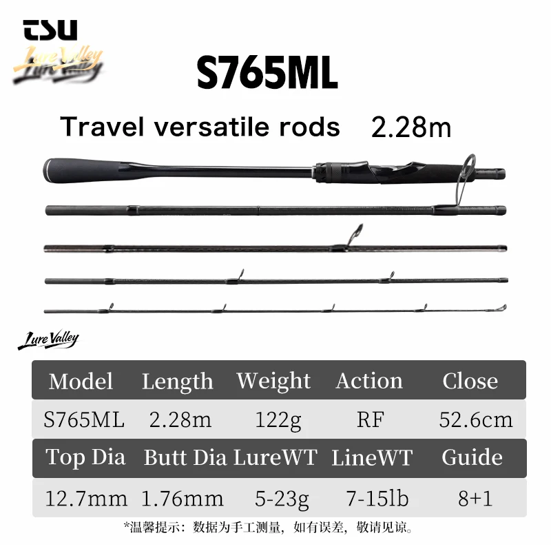 TSURINOYA LURE VALLEY Reiserute 5-teilige Expeditions-Angelrute 1,98m 2,08m 2,28m 2,44m 2,7m FUJI Guide Spinning Casting Rute
