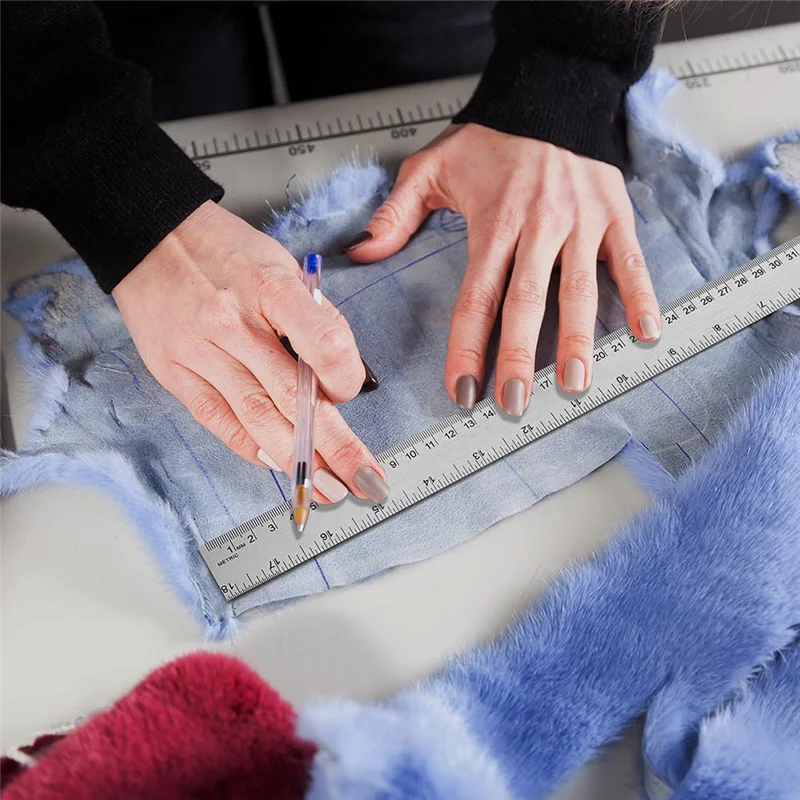 Металлическая линейка QWE-3 PCS с пробковой подложкой, как показано на рисунке Линейки из нержавеющей стали 6 + 12 + 18 дюймов — имперская и метрическая для школьного офиса