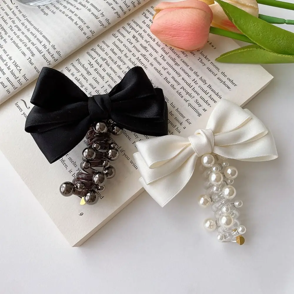 High Elastic Bow Bubble Braided Head Rope Pearl Hair Band Spiral Coil Rubber Band Hair Accessories Ponytail Holder