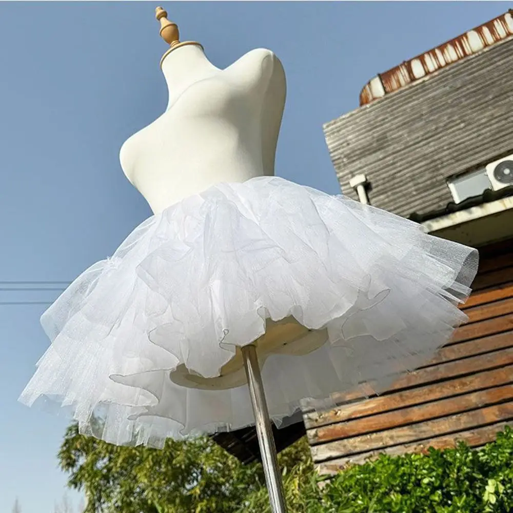 Boneless Design Lolita Petticoat Soft Mesh 30/35/40/45cm Crinoline Underskirt Ruffled White Color Tutu Puffy Skirt Cosplay Wear