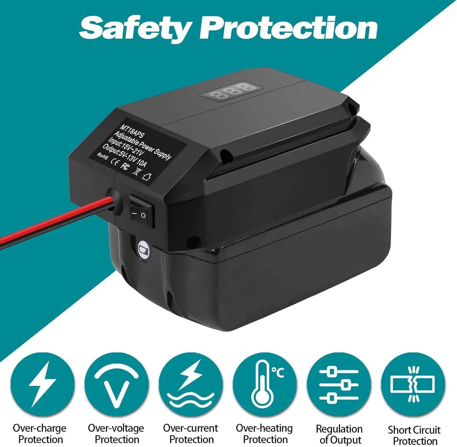 Imagem -04 - Step Down Converter For Makita Adaptador de Bateria Isqueiro Adaptador Roda Power Geladeira Carro 18v a 12v