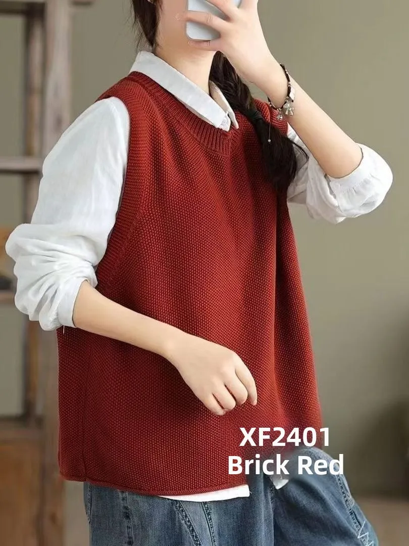 Authentic Knitted Vest Loose Casual Sleeveless Outerwear Women's Style Fall 2026 Fashion Ladies' Premium Sleeveless Vest