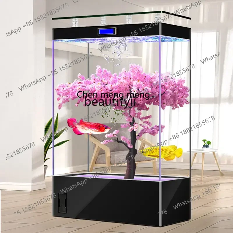 

cc182R11 Living Room Light Luxury Super White Fish Tank New Partition Screens Lazy Change Water Ecological Fish Globe