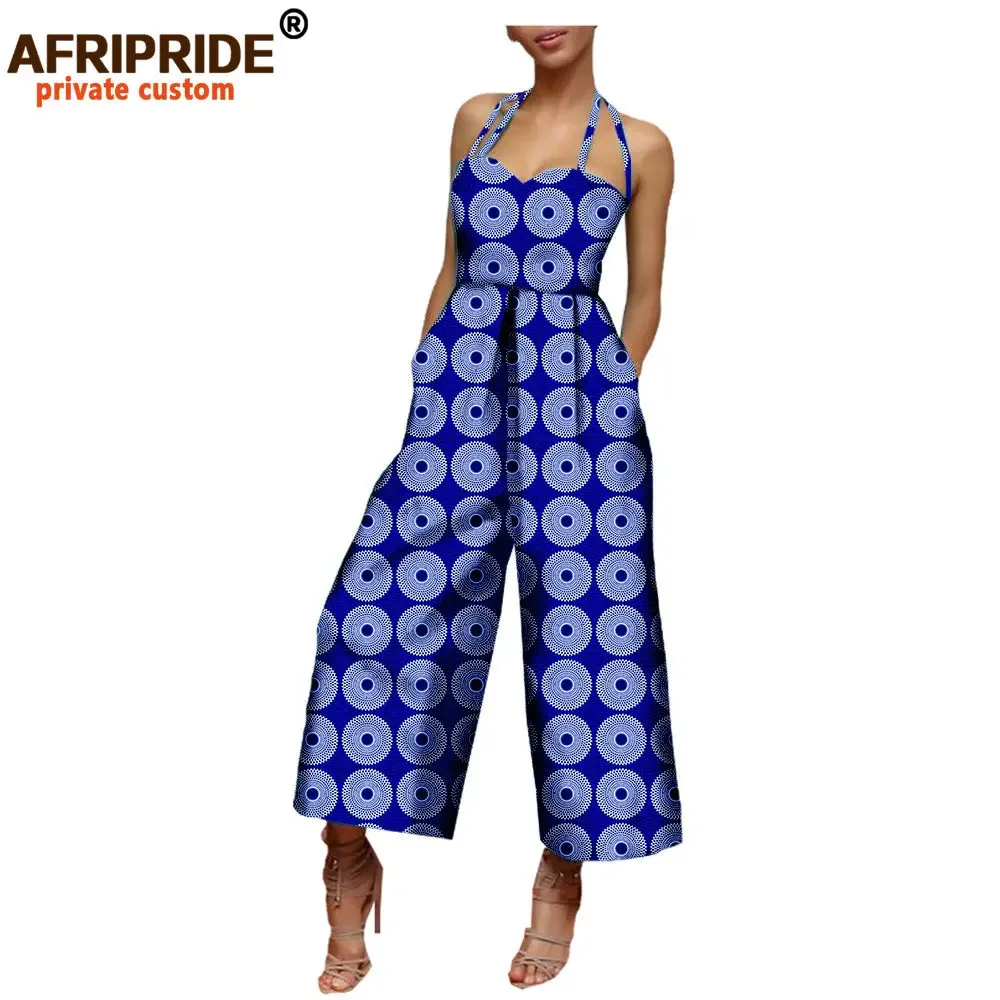 2025 vêtements africains femmes combinaison AFRIPRIDE sans manches licou longueur cheville jambe large décontracté coton combinaison pour les femmes A 722908