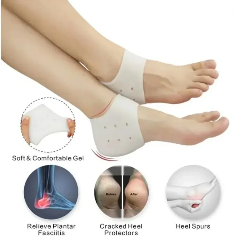 Chaussettes en silicone pour soins des pieds, gel hydratant, talon fin avec trou, pieds fissurés, protecteurs de la peau, pédicure, nouveau, 2 pièces