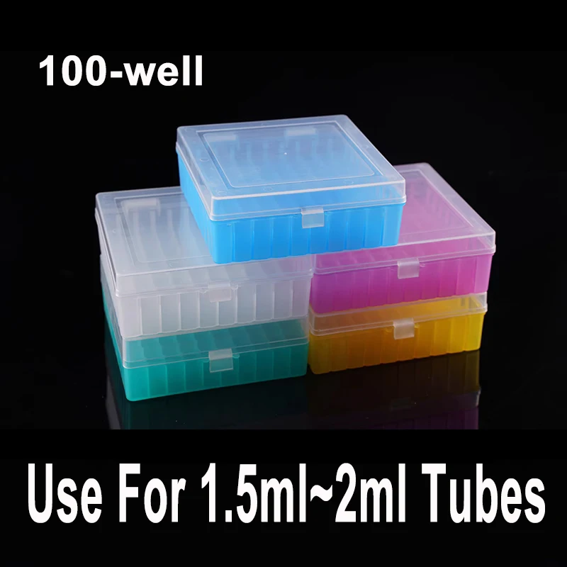 100 Gaten Laboratorium Plastic Buis Box Rack Gebruik Voor 2Ml 1.5Ml 1.8Ml Cryopreservatie Buis Met Aansluiting Cover , 1 Stuk