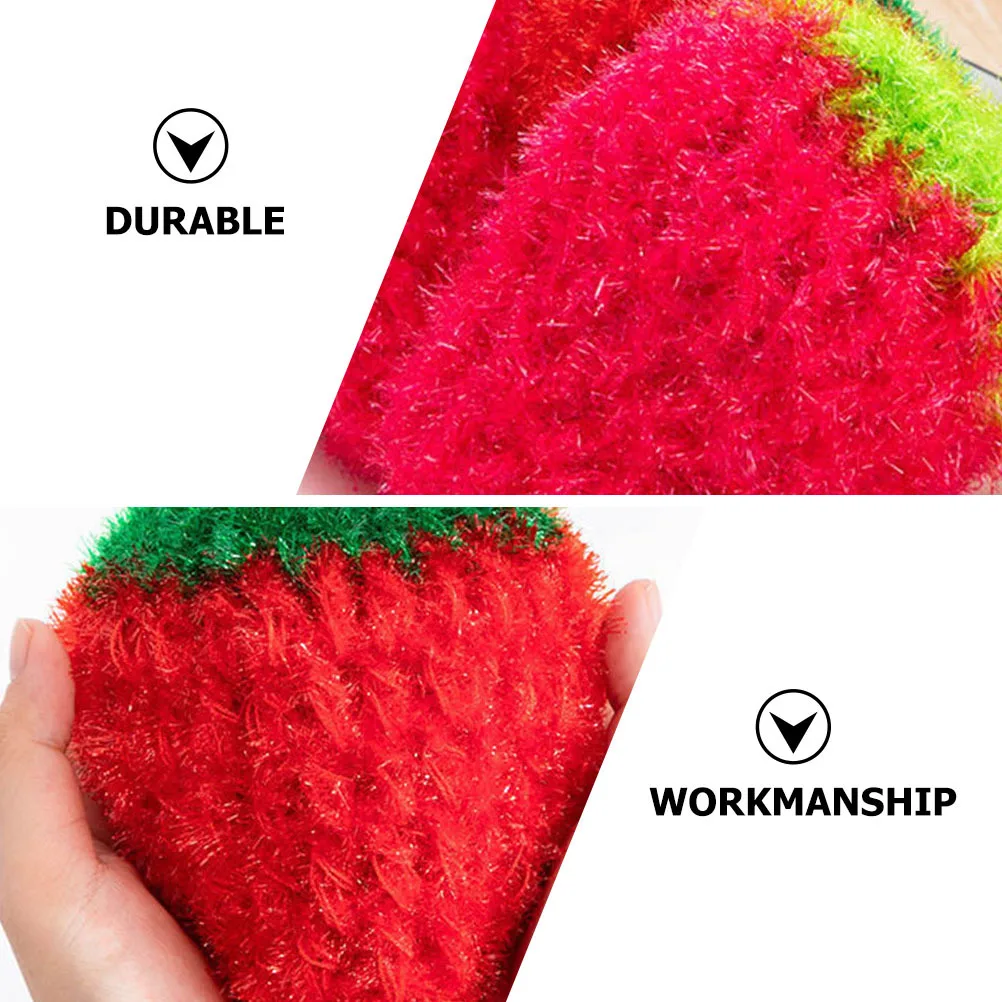 

3Pcs Colored Strawberry Shaped Dish Towels High Water Absorption Polyester Multi-Purpose Kitchen Supply for Dishes and