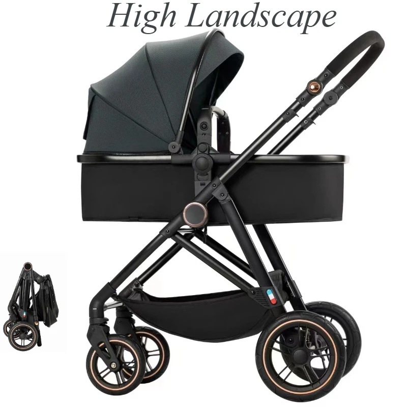 

F8-1 high landscape four-wheel stroller can sit lie down foldable two-way lightweight folding baby hand push
