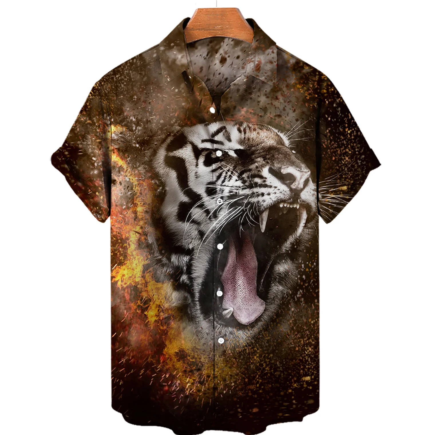 Tiger Fighting Animal Beast Fierce Tiger Printing 3D Shirts Men\'s Short Sleeve Tops Oversized Tees Shirt Men Designer Clothes