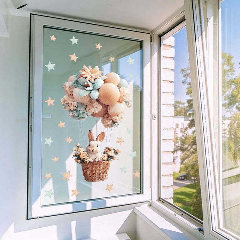 ملصقات زجاجية كهروستاتيكية بتص - مراجعة Baby Nursery Hot Air Balloon وسعره
