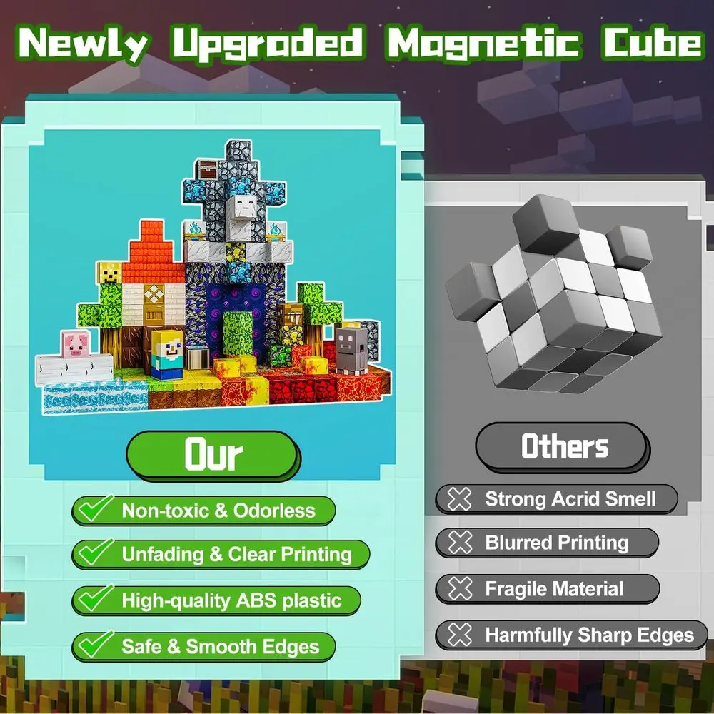 磁気ビルディングブロックセット、242ピース、0.8キューブ、子供向けSTEMおもちゃ（3～8歳）、収納バッグ付き、4～10歳向けの理想的なギフト