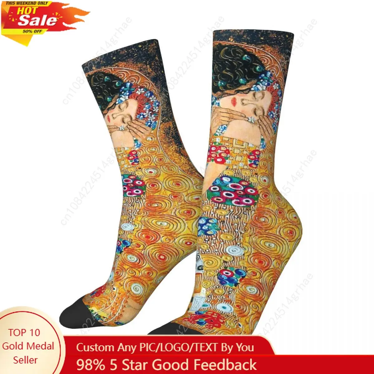 

Носки Gustav Klimt-The Kiss, чулки высокого качества в стиле Харадзюку, всесезонные длинные носки, аксессуары для мужчин и женщин, подарок на день рождения