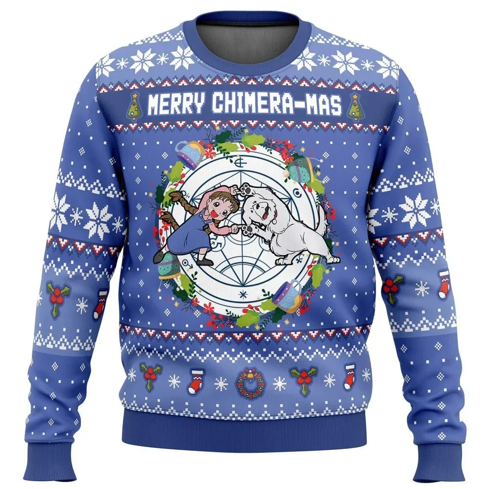 Fullmetal Alchemist Chimera Nina Tucker Ed_ward Ugly ChristmasGift Santa Claus Pullover Men