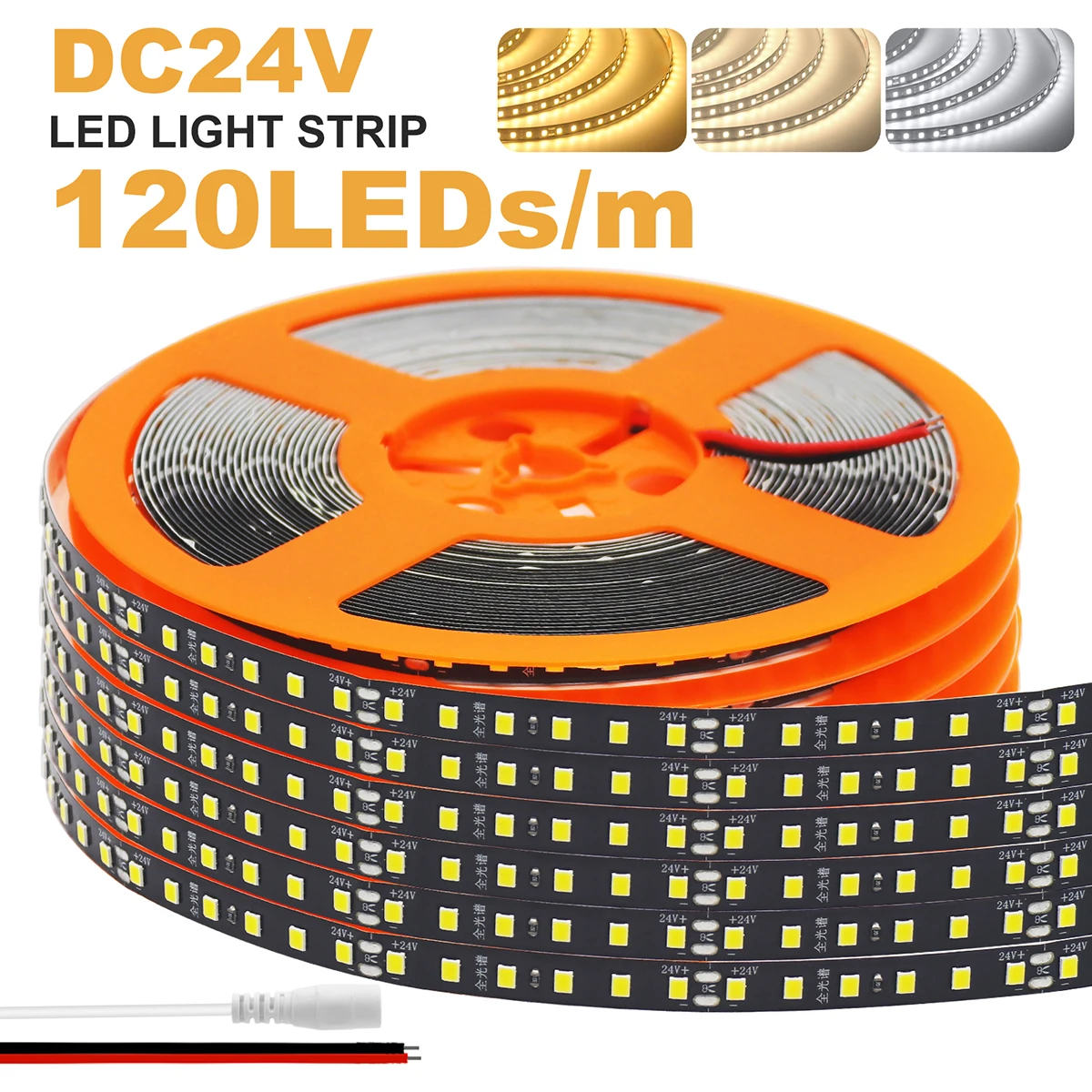 fita-de-led-2835-5m-10m-ra85-3000k-4000k-6000k-dc-24v-120-leds-m-espectro-completo-fita-flexivel-cortavel-8mm-pcb-preto-linear