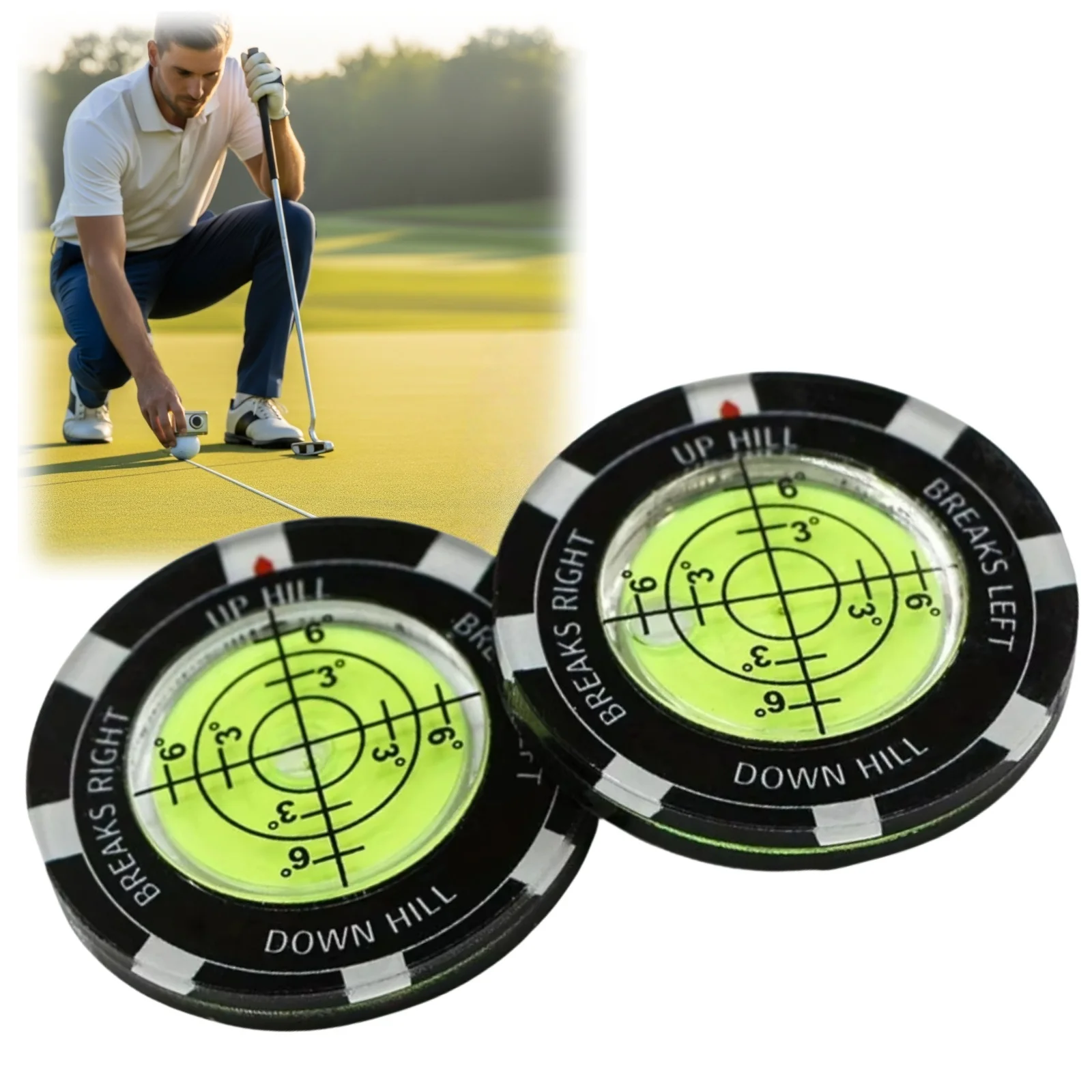 Golf Putt Ball Marker High Precision Round Golf Putt Green Reader Golfing Putting Aid Golf Slope Putting Reader 1PC