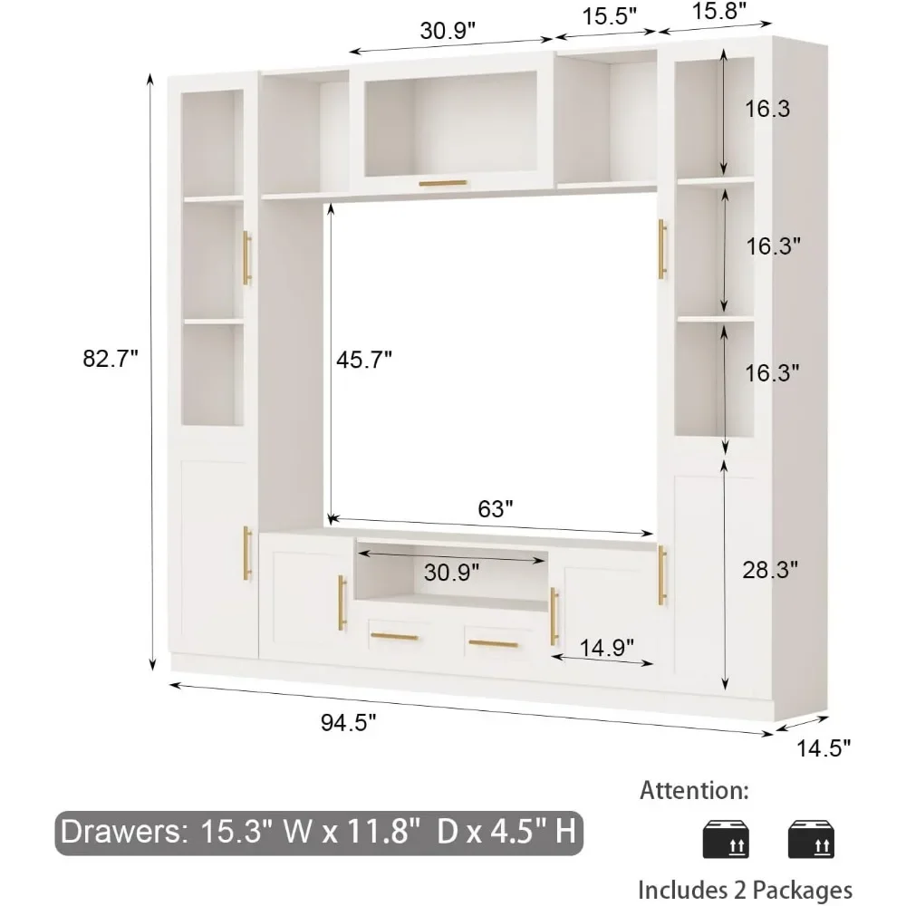 4-Piece Wall Unit TV Stand for TVs Up to 70