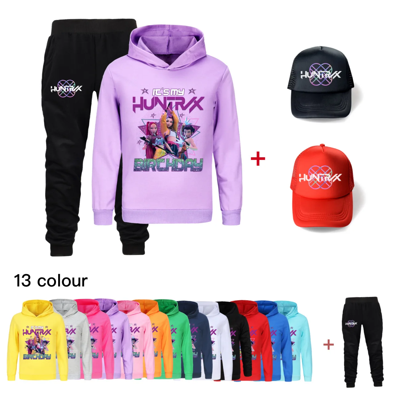

KPop Demon Hunters Children Clothing Set Fall Kids Hooded Set Boys Girls Casual Sports Pants Hat 3Pcs Hoodies Teens Fashion Suit