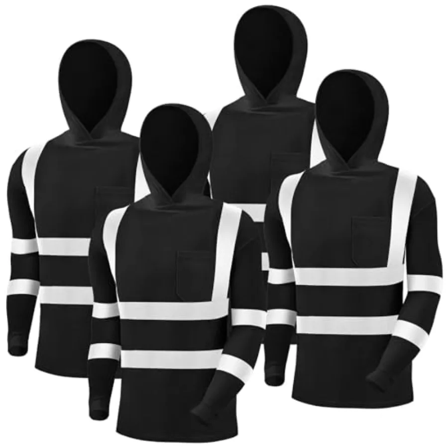 

4 Pcs Reflective Safety T Shirt High Visibility Work Shirts Sun Protection Construction