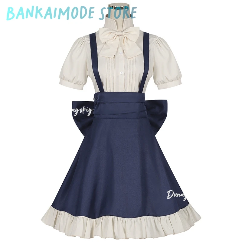 Мари Косплей Костюм Парик Аниме Magic Maker Girls Party Con Event Милая синяя юбка Рубашка Головные уборы Галстук-бабочка Комплект носков