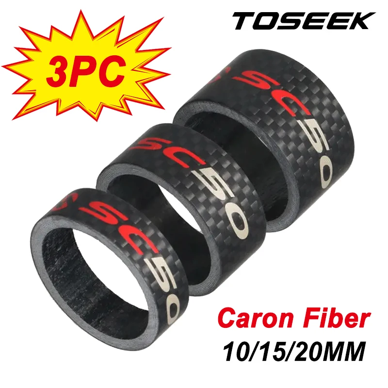 TOSEEK CARBON Fiber Bicycle Headset Washer Ultralight 1-1/8 Inch Mtb Stem Handlebar Spacers Mountain Road Bike Front Fork Washer