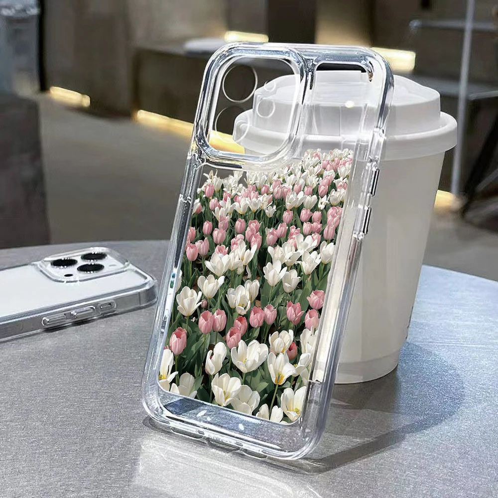 For Iphone 15 Mobile Phone Case Women Butterfly Flower Pattern Mobile Phone Case Transparent Mobile Phone Case Accessories image 5