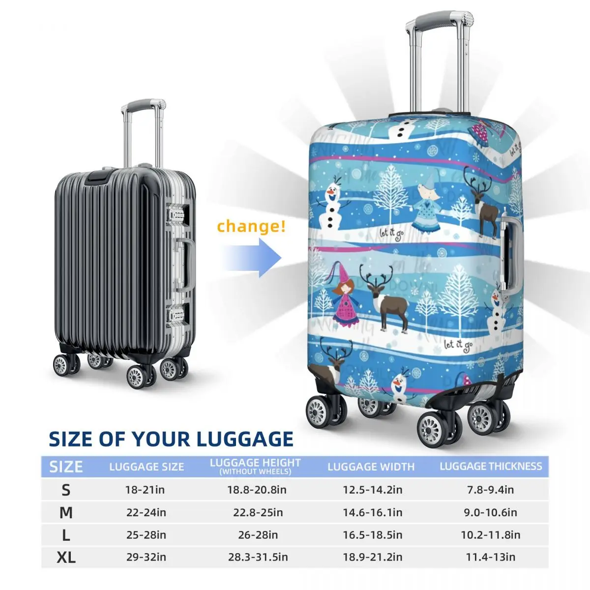 Capa protetora de bagagem personalizada Frozen Olaf moda Elsa Anna capas de mala de viagem para 18-32 polegadas