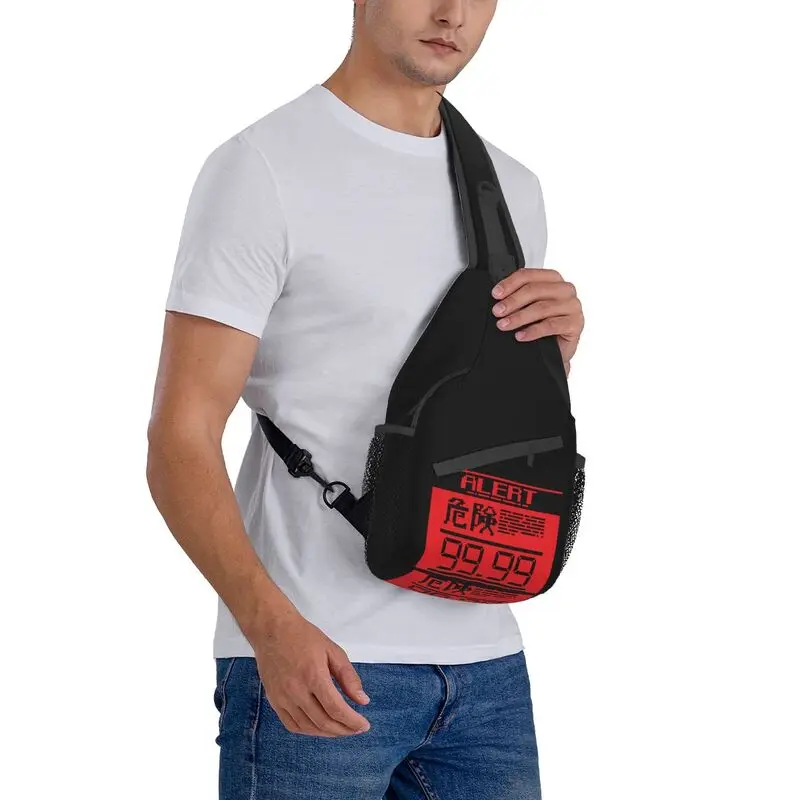 Mochila cruzada con engranaje de Metal para hombre, bolso de hombro y pecho con modo de alerta sólido, a la moda, para senderismo