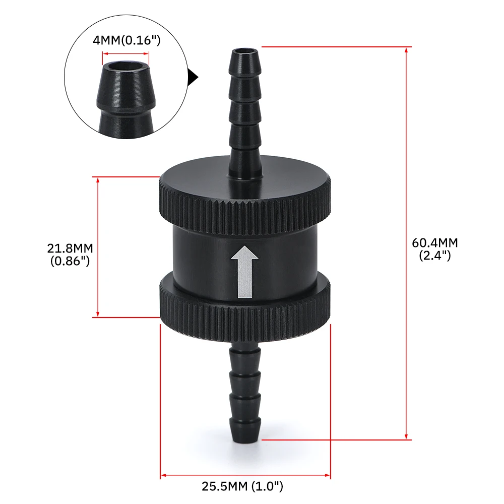 LIZHI- 1/8" 4mm Non Return One Way Fuel Check Valve Aluminum Alloy Petrol Diesel LZ-FCV04