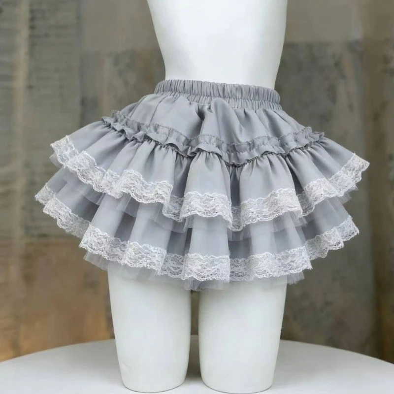 

Новая женская пышная мини-юбка Y2K в японском стиле Харадзюку Лолита с кружевом и бантом, с завышенной талией, многоярусная, для вечеринок, в стиле принцессы