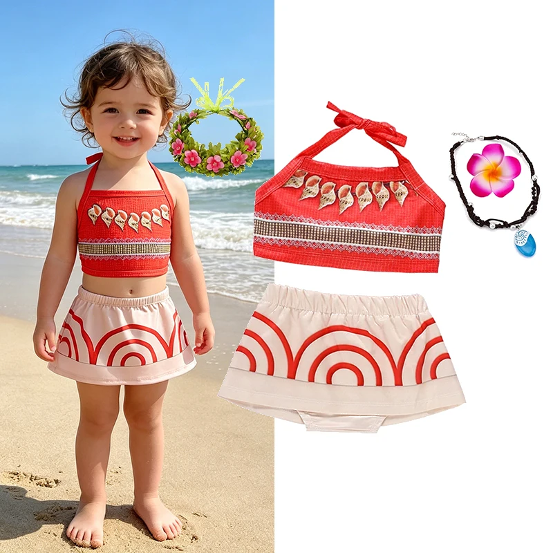 Little Girls Tropical Island Explorer Princess 2Pcs Thin Summer Beach Outfit Birthday Carnival Kids Fancy Dress