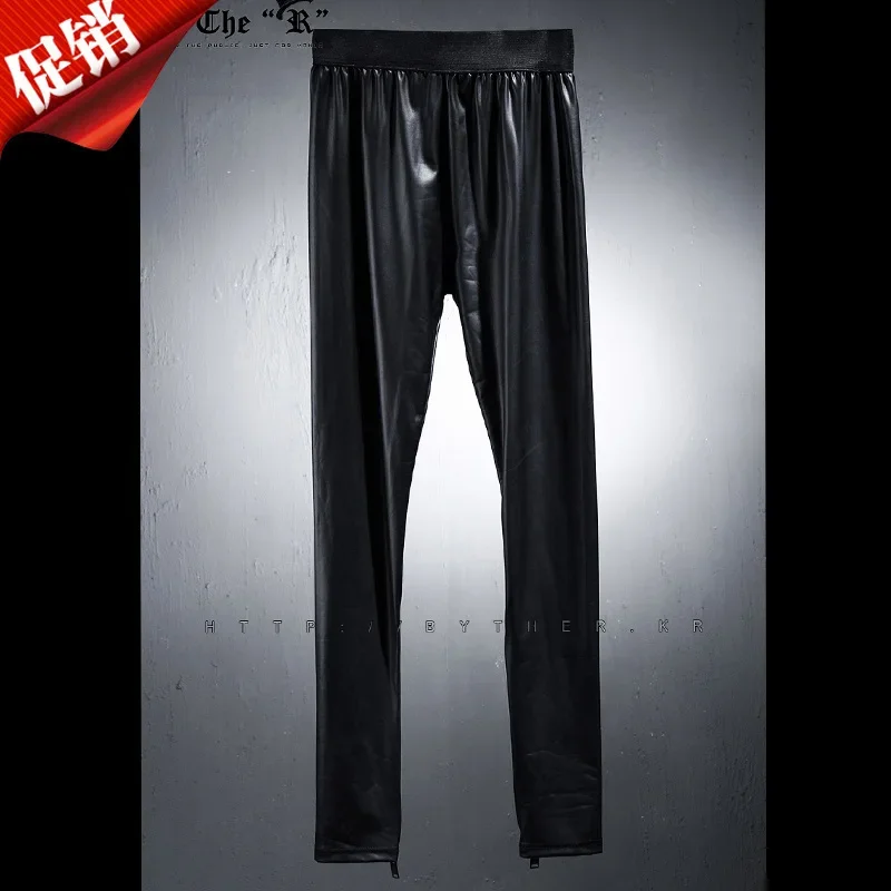 27-46 New 2024 Men's PU Legging Faux Leather Pants Plus Size Singer Perform Costumes