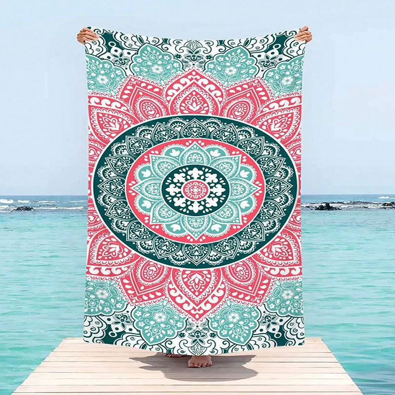 Colorful Mandala Pattern Beach Towel Patterned Sunscreen And Windproof Suitable For Swimming Pool Camping Travel Blanket