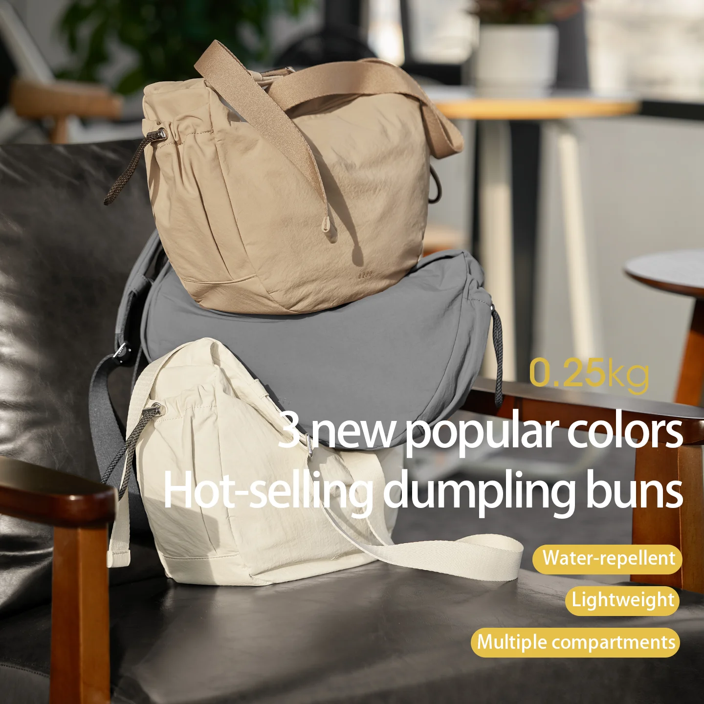 LEFF 2025 حقيبة نسائية عصرية سعة كبيرة للتنقل والسفر حقائب كروس موضة بلون نايلون حقائب كتف خفيفة للجنسين