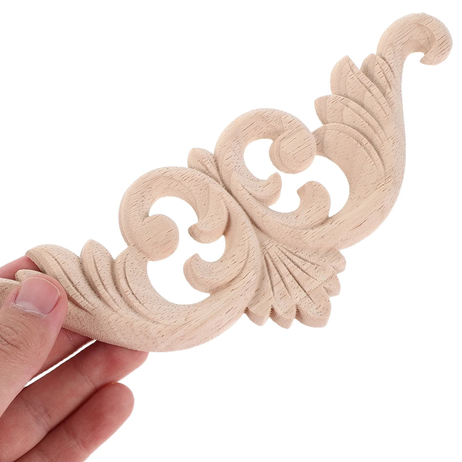 

4pcs Solid Wood Appliques Onlays Carved Wooden Inlays For Cabinet Doors Furniture Diy Craft Unpainted Wood Carving Decals