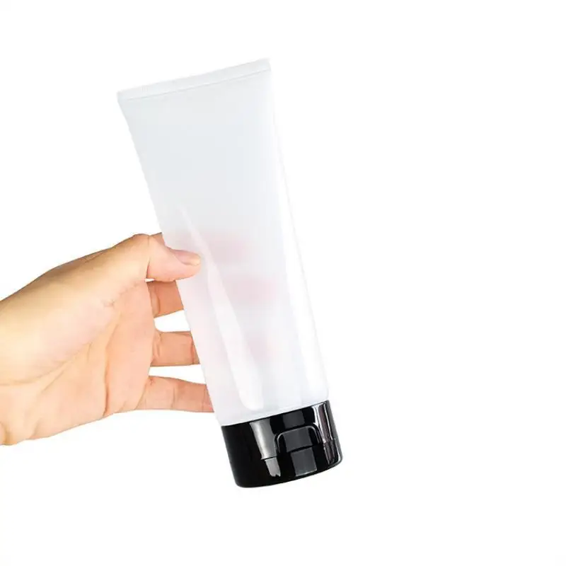 200ml/g Frosted Transparent Plastic Travel Shampoo/Body Wash Bottle, Empty Cosmetic Facial Cleanser/Hand Cream Soft Hose Tube