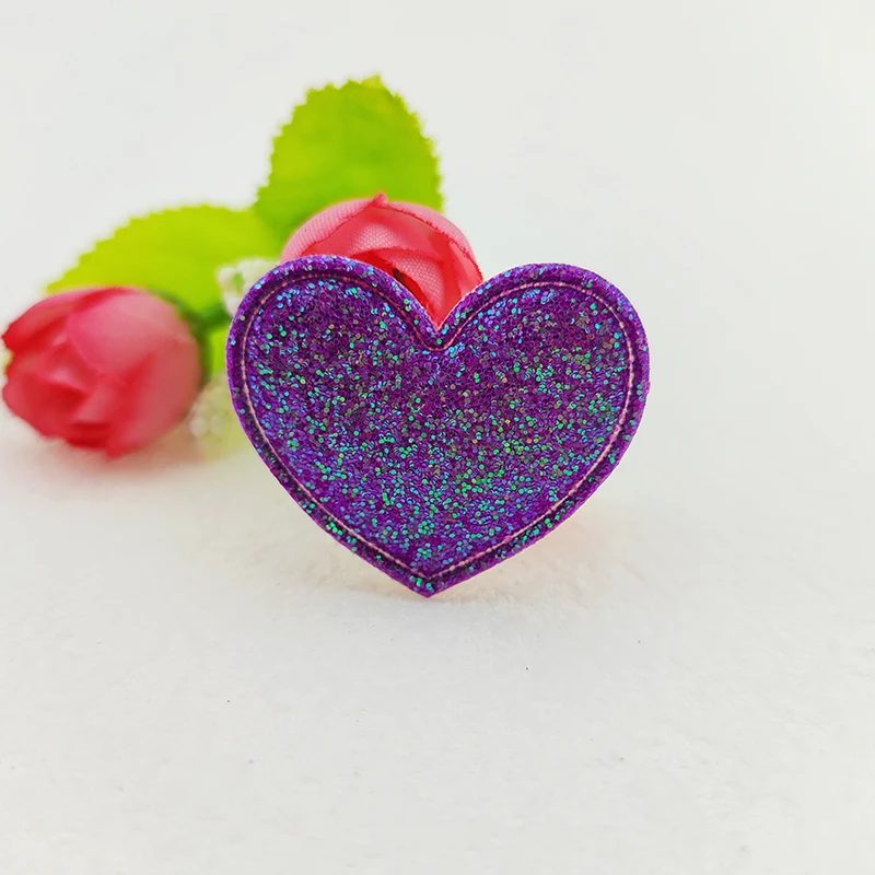 100 Stück 3,5x3 cm Glitzer-Herz-Stoffapplikationen für DIY-Nähprojekte, Kopfbedeckungen, Haarspangen, Schleifen-Dekorationen und Aufnäher für Kleidung und Hüte – Detail 11