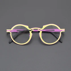 Irregular pure titanium round glasses frame men and women light luxury brand personality optical glasses making prescription gla