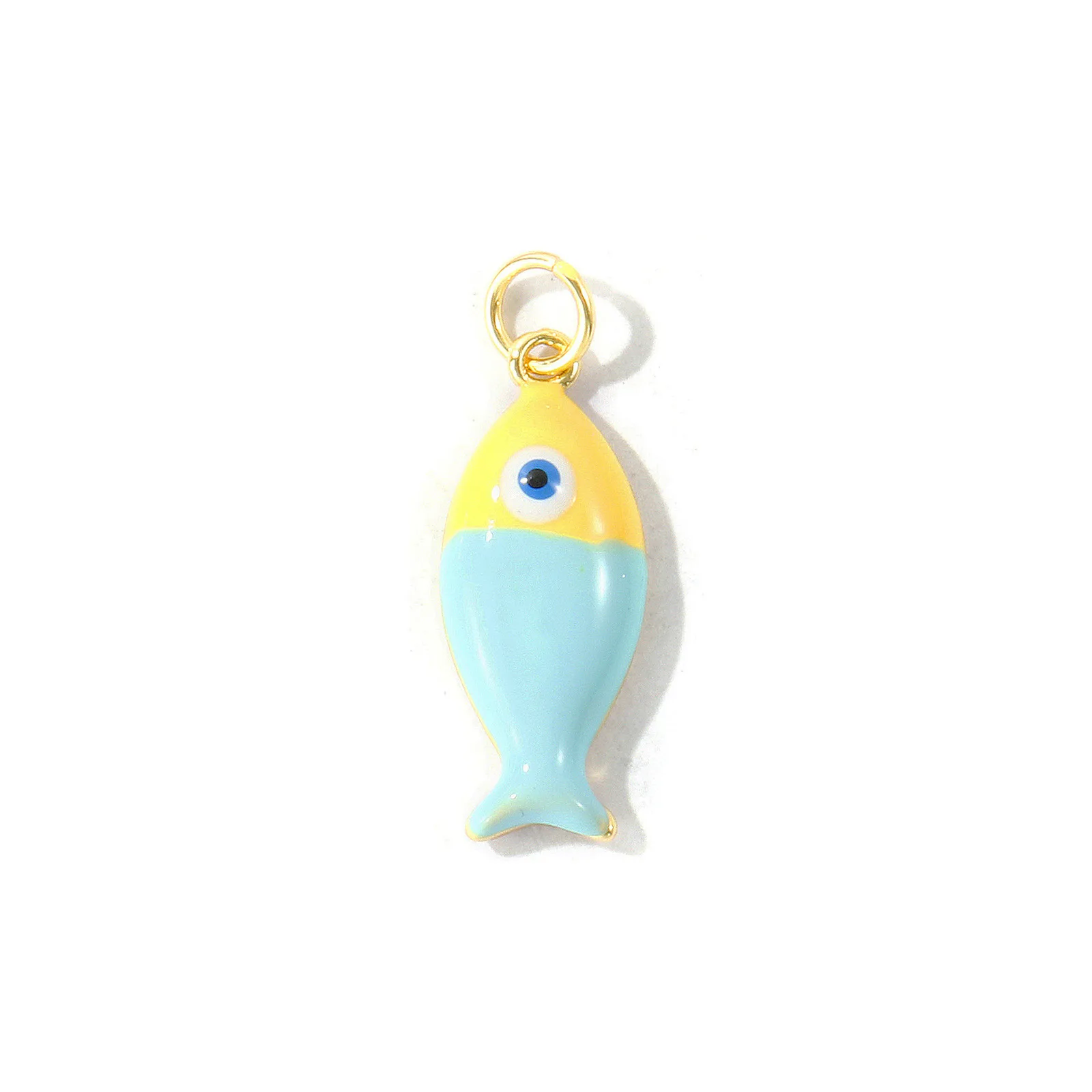 2 Stück bunte Emaille-Ozeanfisch-Anhänger, 18 Karat vergoldete Messing-Anhänger für die Herstellung von DIY-Halsketten, Armbändern und Schmuck, 24 x 8 mm. – Detail 6