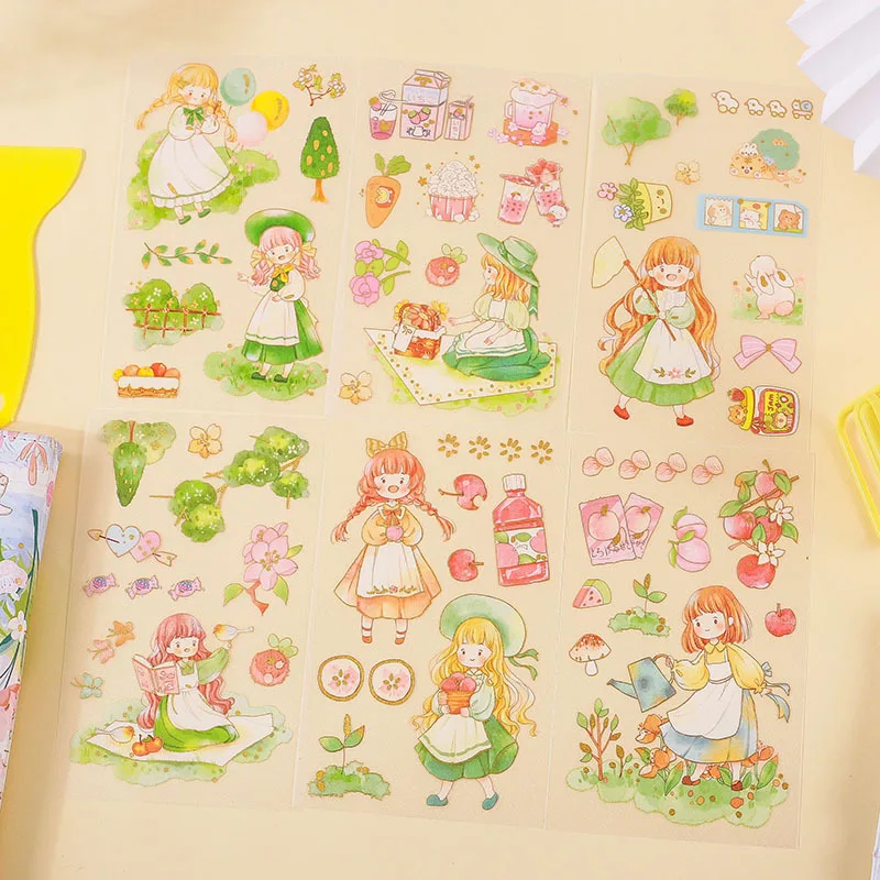 4 Pcs Sticker PET Hand Account Material Sticker Stickers Kawaii  Stickers Aesthetic