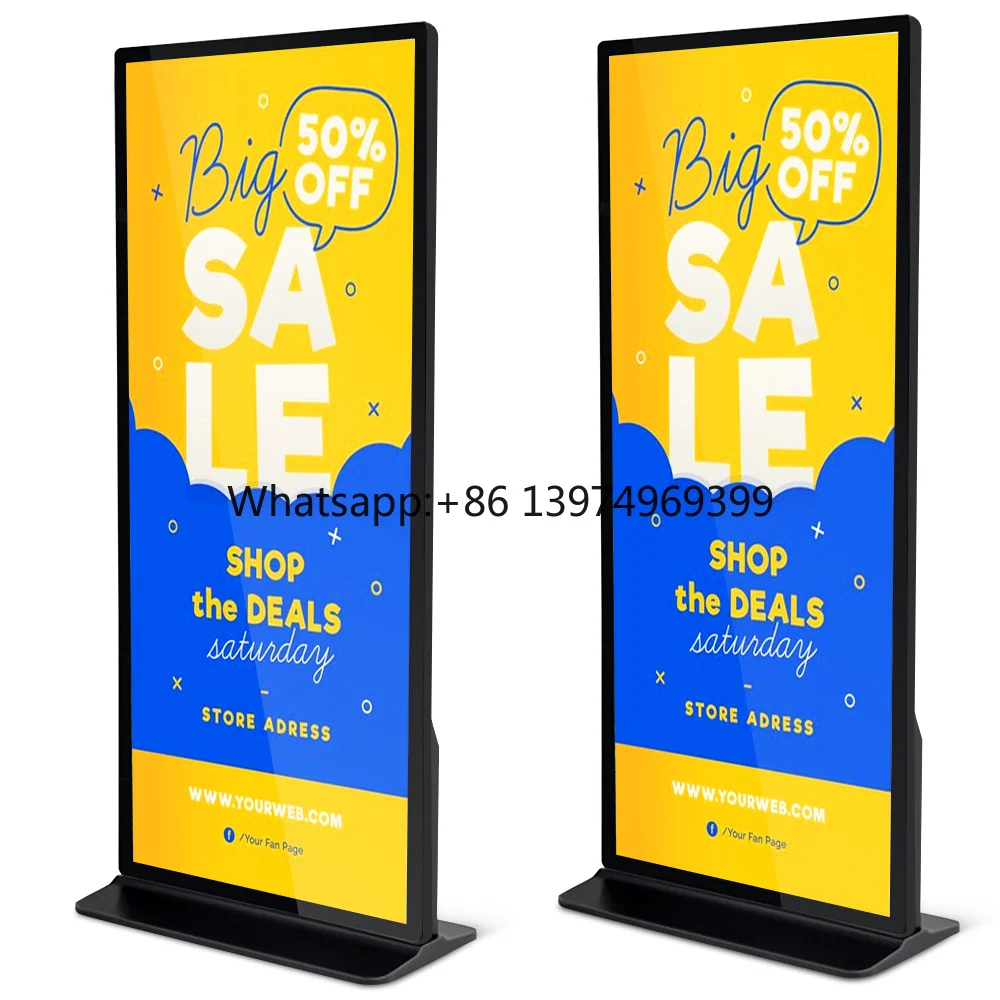 Full Screen Size of LCD Advertising Display Touch Screen 70 75 Inch Digital Signage Kiosk Floor Standing Display of Dishes