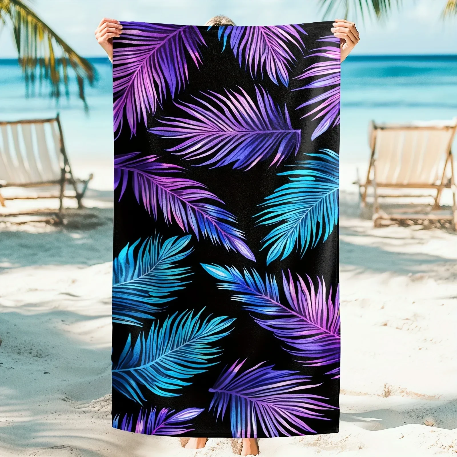 Vibrant Palm Leaf Beach Towel: Dive into Tropical Style! Suitable for towels, bath towels, beach towels